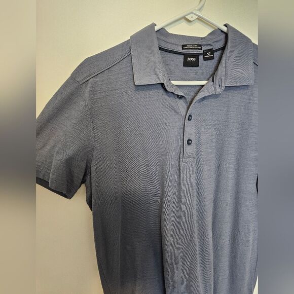 Mens Hugo Boss Blue Polo - Picture 3 of 4